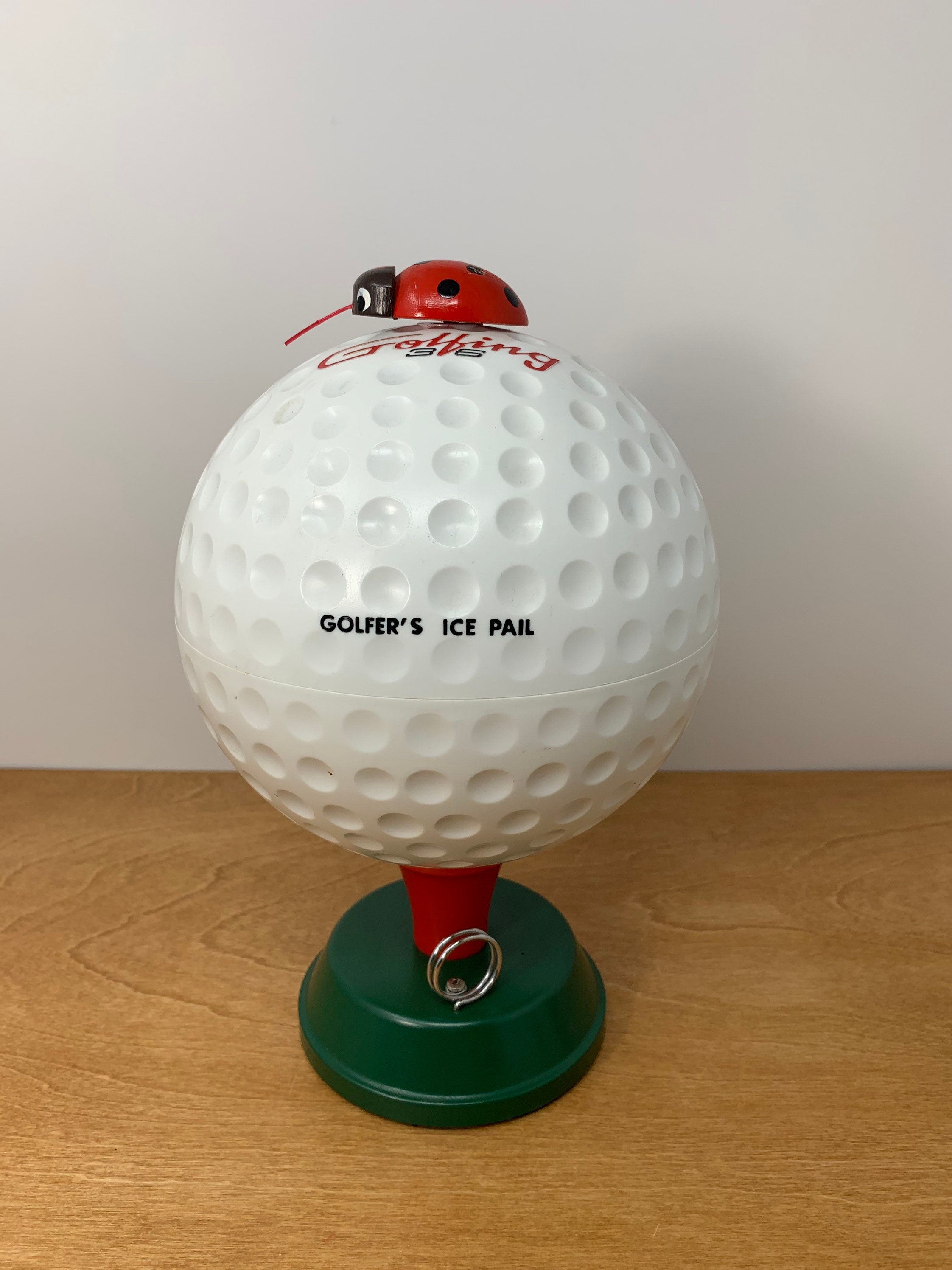 Golf Ball Ice Pail 1, Golf Ball on Tee, Ice Bucket, Red Bug Beetle