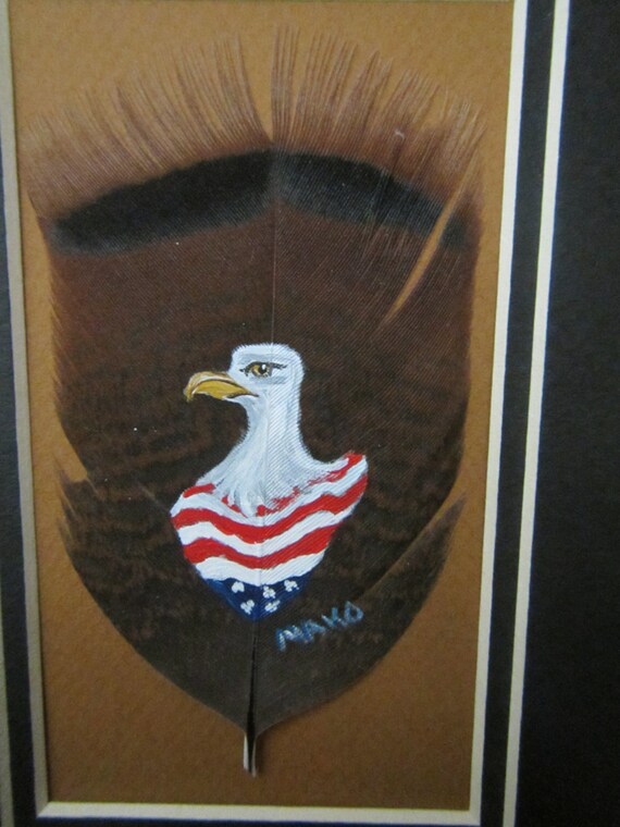 Items similar to Eagle hand Painted on Feather on Etsy