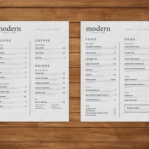 Modelo moderno de design de menu de café + comida