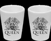 Queen Fandom Artwork Tribute Shot Glasses - Thermal Printed Dishwasher Safe Set of (4) - Handmade by TheGlassyLass
