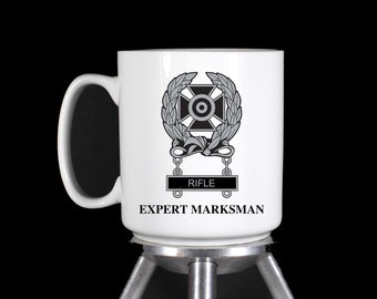 Expert Marksman w/ Rifle Bar Double Sided -  Thermal Printed Coffee Mug Dishwasher & Microwave Safe  - Handmade by TheGlassyLass