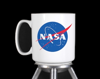 Personalized Custom "NASA" Coffee Mugs, Latte Mugs, Water Bottles Shot Glasses - Dishwasher Safe Thermal Printed - Handmade by TheGlassyLass