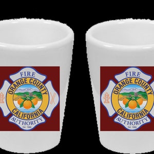 Personalized Custom Coffee Mugs Shot Glasses Water Bottled "Orange County Fire Authority" - Thermal Printed Dishwasher Safe - Handmade by TheGlassyLass TheGlassyLass.Etsy.com