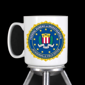 Personalized FBI Jacksonville Field Office Coffee Mugs (Dishwasher Safe Thermal Printed White Ceramic) - Handmade by TheGlassyLass