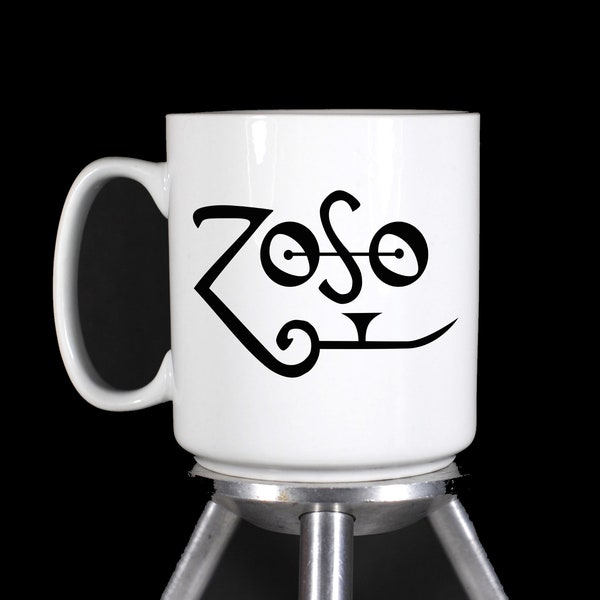 Led Zeppelin ZOSO Fandom Thermal Printed Large White Ceramic Coffee Mugs and Water Bottles (Premium Quality) - Handmade by TheGlassyLass