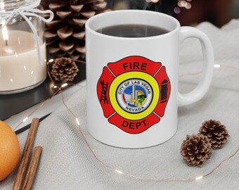 Las Vegas Fire Department Coffee Mug - Double Sided Print White Ceramic 11oz by TheGlassyLass