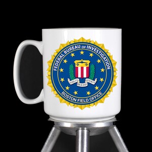 Personalized FBI Boston Field Office Coffee Mugs (Dishwasher Safe Thermal Printed White Ceramic) - Handmade by TheGlassyLass