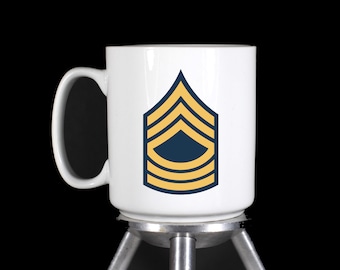 US Army Master Sergeant (E-8) Personalized Coffee Mug (Dishwasher Safe Thermal Printed Ceramic) - Handmade by TheGlassyLass