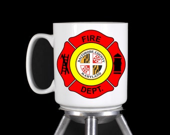 Baltimore Fire Department - Thermal Printed Dishwasher Safe Coffee Mugs. And Water Bottles - Handmade by TheGlassyLass