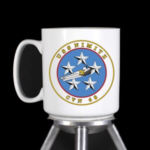 Personalized Custom Coffee Mugs and Shot Glasses "USS Nimitz" - Dishwasher Safe Thermal Printed - Handmade by TheGlassyLass TheGlassyLass.Etsy.com