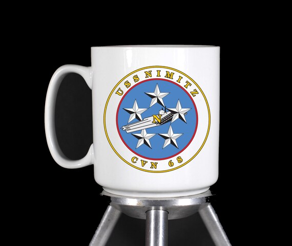 Personalized Custom Coffee Mugs and Shot Glasses "USS Nimitz" - Dishwasher Safe Thermal Printed - Handmade by TheGlassyLass