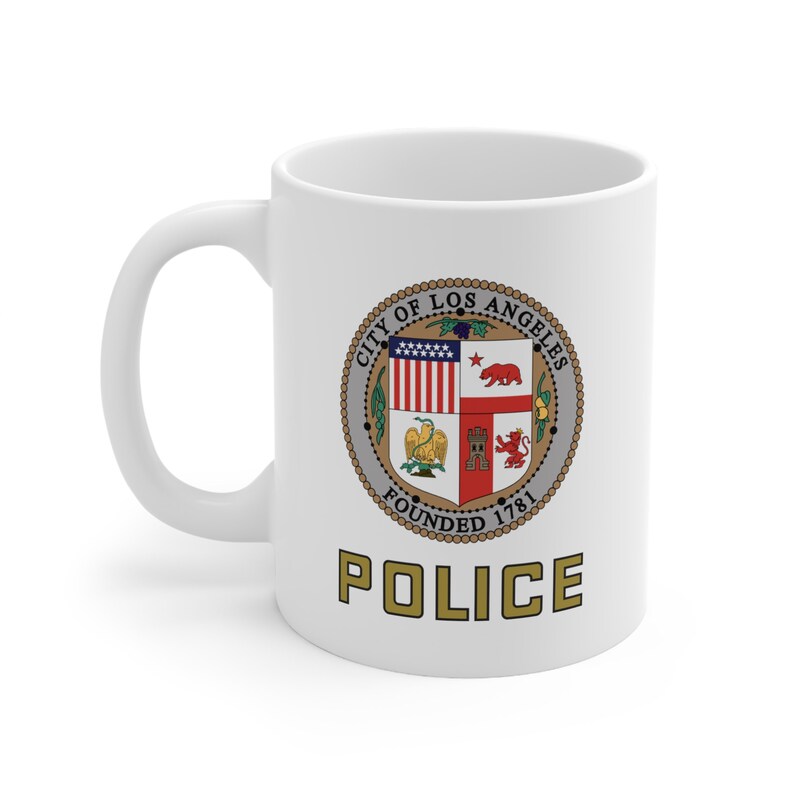 LAPD Coffee Mug Double Sided White Ceramic 11oz by TheGlassyLass image 2