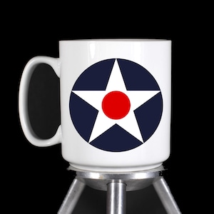 US Army Air Corps &quot;Historical&quot; Roundel Personalized Coffee Mug (Dishwasher Safe Thermal Printed) - Handmade by TheGlassyLass