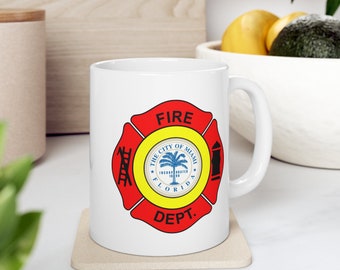 Miami Fire Department Coffee Mug - Double Sided Print White Ceramic 11oz by TheGlassyLass