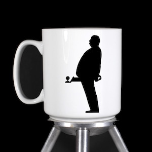 Alfred Hitchcock Presents - Thermal Printed Large White Ceramic Coffee Mug - Handmade by TheGlassyLass