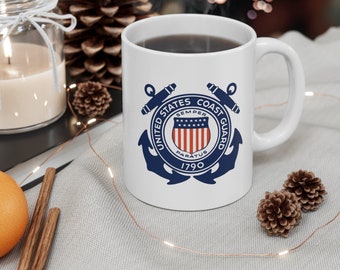 US Coast Guard Coffee Mug - Double Sided White Ceramic 11oz by TheGlassyLass