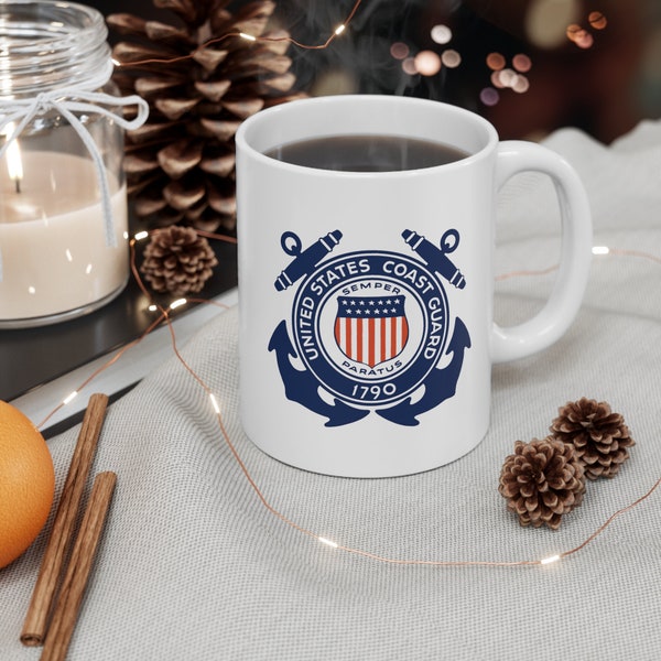 US Coast Guard Coffee Mug - Double Sided White Ceramic 11oz by TheGlassyLass