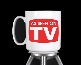 As Seen on TV - Red Thermal Printed Large White Ceramic Coffee Mug (Premium Quality) - Handmade by TheGlassyLass