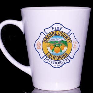 Personalized Custom Coffee Mugs Shot Glasses Water Bottled "Orange County Fire Authority" - Thermal Printed Dishwasher Safe - Handmade by TheGlassyLass TheGlassyLass.Etsy.com