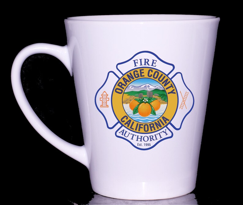 Personalized Custom Coffee Mugs Shot Glasses Water Bottled "Orange County Fire Authority" - Thermal Printed Dishwasher Safe - Handmade by TheGlassyLass TheGlassyLass.Etsy.com