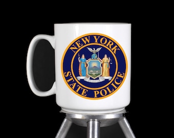 New York State Police Personalized  Coffee & Latte Mugs, Shot Glasses, and Water Bottles (Dishwasher Safe) - Handmade by TheGlassyLass