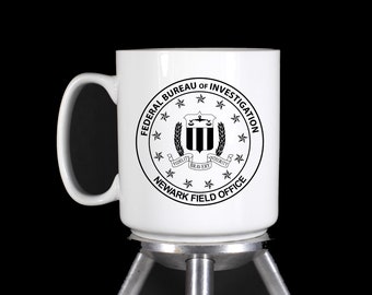 FBI Newark Field Office White Ceramic Coffee Mugs (Double Sided Image - Dishwasher Safe - Thermal Print) - Handmade by TheGlassyLass