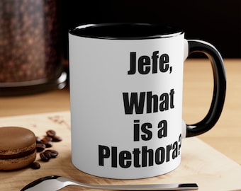 What is a Plethora Coffee Mug - Double Sided Black Accent White Ceramic 11oz by TheGlassyLass