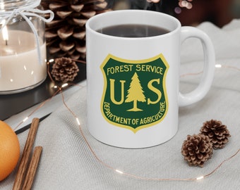 US Forest Service Coffee Mug - Double Sided White Ceramic 11oz by TheGlassyLass