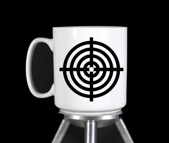 Target Reticle Thermal Printed Large White Ceramic Coffee Mug and