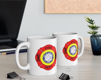 Cincinnati Fire Department Coffee Mug - Double Sided White Ceramic 11oz by TheGlassyLass