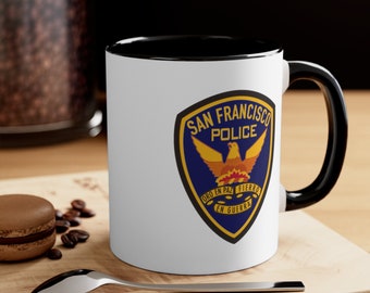 San Francisco Police Coffee Mug - Double Sided Black Accent White Ceramic 11oz by TheGlassyLass