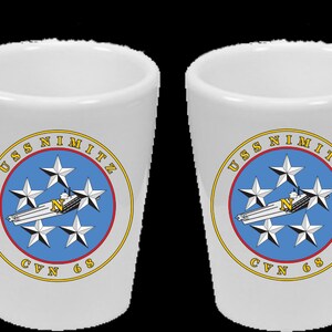 Personalized Custom Coffee Mugs and Shot Glasses "USS Nimitz" - Dishwasher Safe Thermal Printed - Handmade by TheGlassyLass TheGlassyLass.Etsy.com