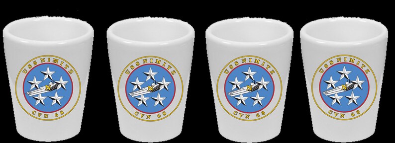 Personalized Custom Coffee Mugs and Shot Glasses "USS Nimitz" - Dishwasher Safe Thermal Printed - Handmade by TheGlassyLass TheGlassyLass.Etsy.com
