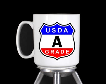 USDA Grade A Seal Personalized Coffee Mug (Dishwasher Safe Thermal Printed) Handmade by TheGlassyLass