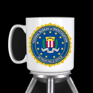 Personalized FBI Detroit Field Office Coffee Mugs (Dishwasher Safe Thermal Printed White Ceramic) - Handmade by TheGlassyLass
