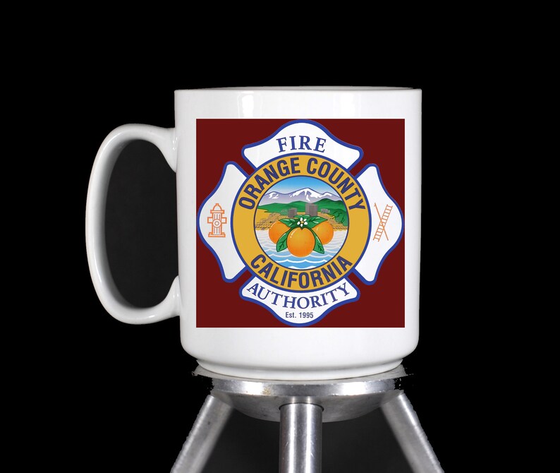 Personalized Custom Coffee Mugs Shot Glasses Water Bottled "Orange County Fire Authority" - Thermal Printed Dishwasher Safe - Handmade by TheGlassyLass TheGlassyLass.Etsy.com