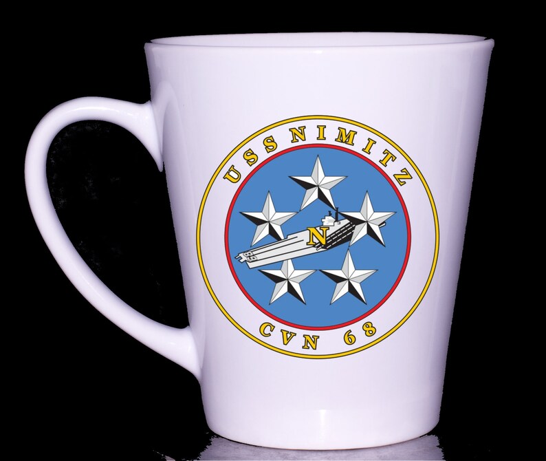 Personalized Custom Coffee Mugs and Shot Glasses "USS Nimitz" - Dishwasher Safe Thermal Printed - Handmade by TheGlassyLass TheGlassyLass.Etsy.com
