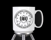 FBI Atlanta Field Office B W Double Sided - Dishwasher Safe Thermal Printed White Ceramic Coffee Mugs - Handmade by TheGlassyLass