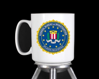 FBI Atlanta Field Office Double Sided - Dishwasher Safe Thermal Printed White Ceramic Coffee Mugs - Handmade by TheGlassyLass