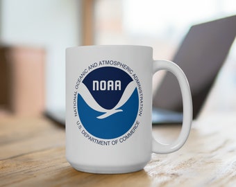 NOAA Logo Coffee Mug - Double Sided White Ceramic 15oz by TheGlassyLass