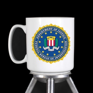 Personalized FBI - Dishwasher Safe Thermal Printed White Ceramic Coffee Mugs, Water Bottles and Shot Glasses - Handmade by TheGlassyLass