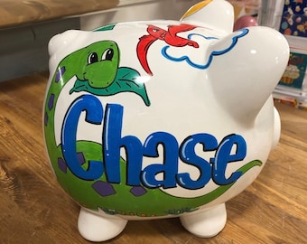 Large Piggy Bank- Dinosaur design