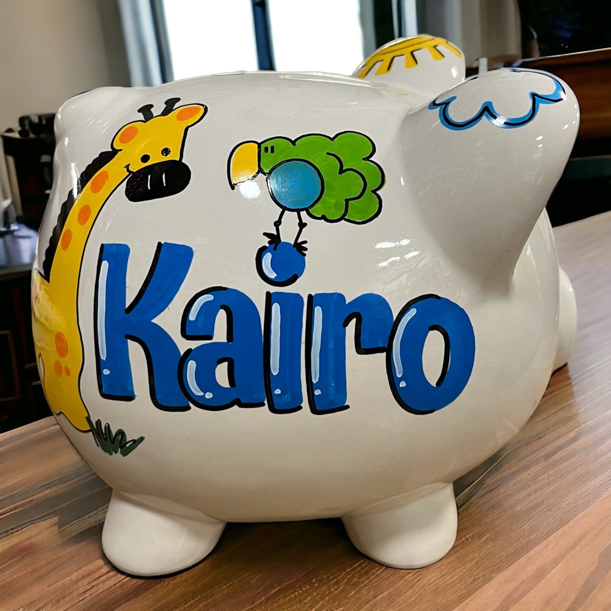 Large Piggy Bank- Jungle Animals Design - Etsy