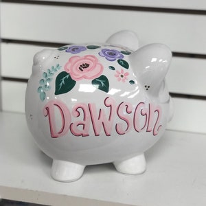 Large Piggy Bank- Shabby chic flowers Design