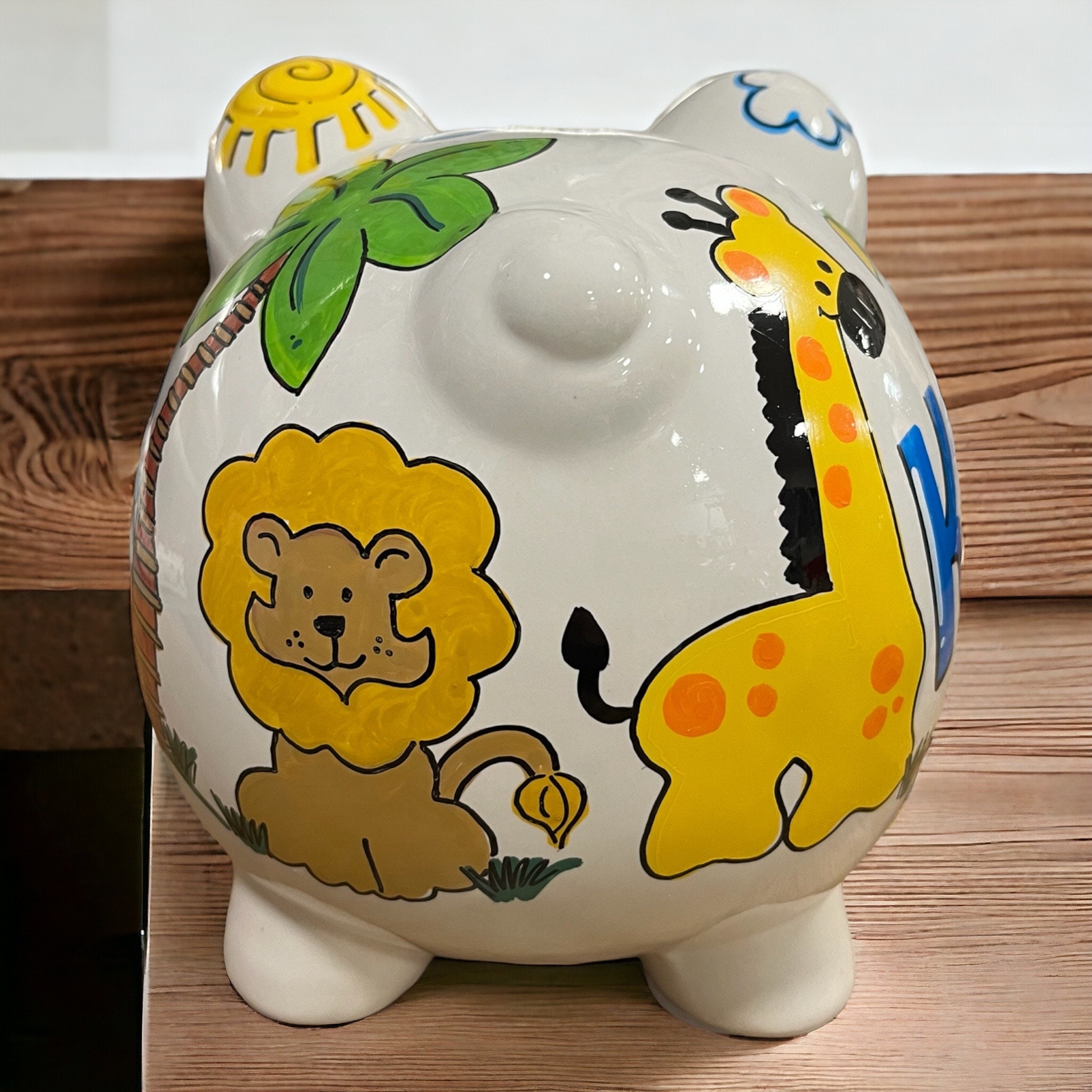 Large Piggy Bank- Jungle Animals Design - Etsy