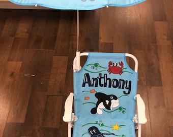 Baby beach chair with under the sea design - personalized