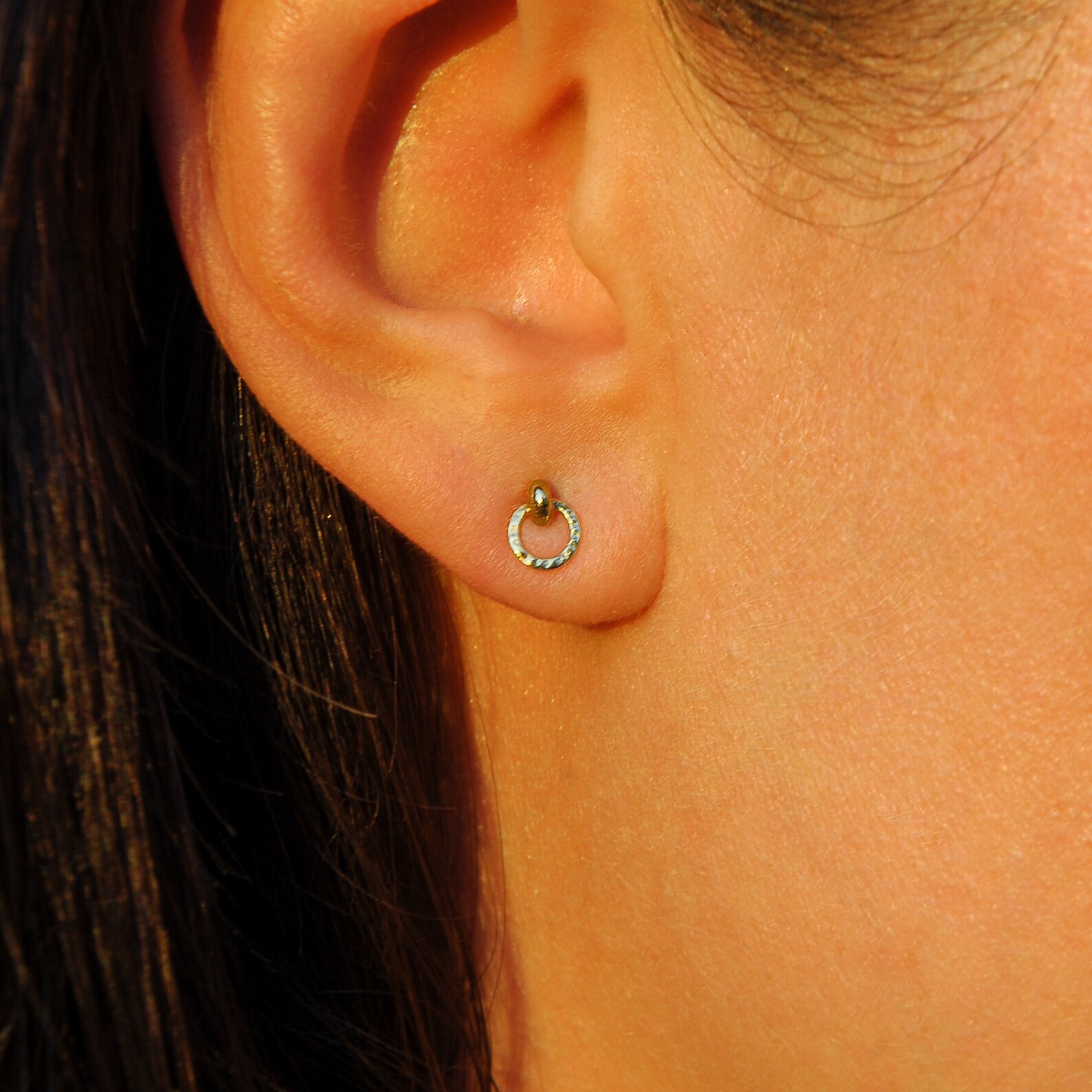 Mini Circle Stud Earrings Etsy