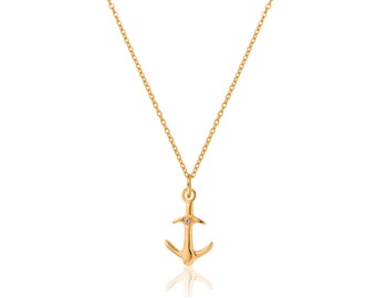 Mini Anchor Necklace,  Golden Mini Anchor Pendant Necklace, Delicate Anchor Pendant, Nautical Jewelry,  Anchor Jewelry, Thin Gold Chain