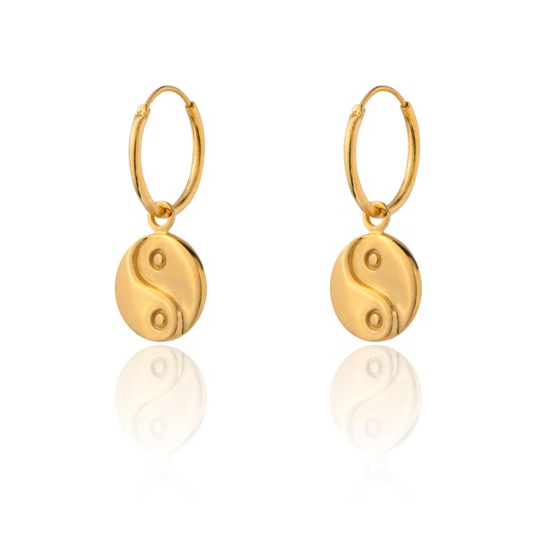 Orecchini A Pressione Laimons Ying Yang Disco In Argento 925 - Diametro 8 Mm, Gioielli Donna, Confezione Regalo