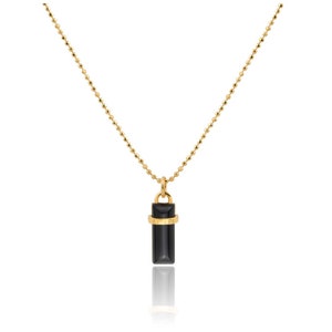 Onyx Necklace, Black Onyx Necklace, Gold Onyx Necklace, Rectangle Necklace, Dainty Necklace, Protection Necklace